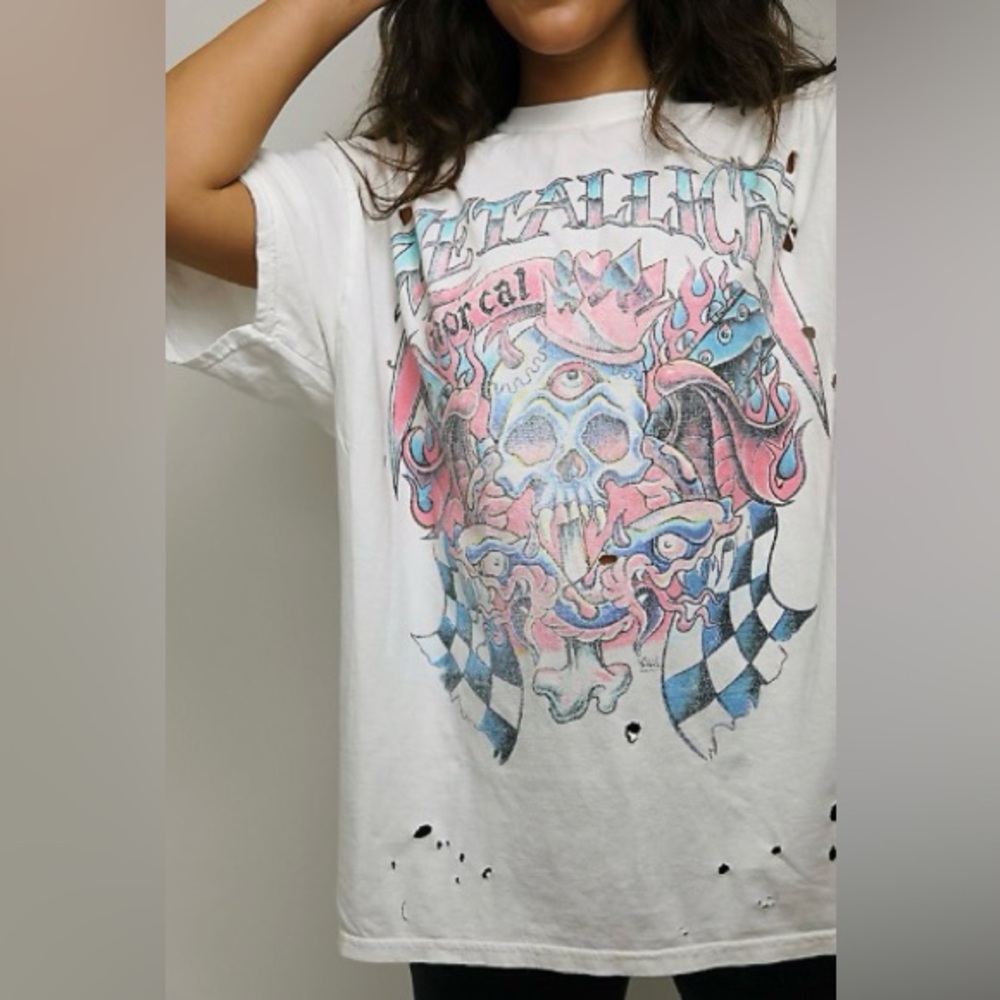 Distressed Metallica Oversized T-Shirt Dress
